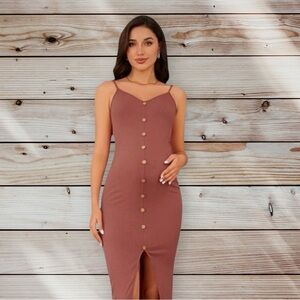 Oyoangle Women’s XL Maternity Dress Mauve Button-Down Midi EUC